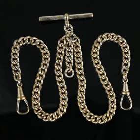 Antique Double Albert Rolled Gold Watch Chain Necklace