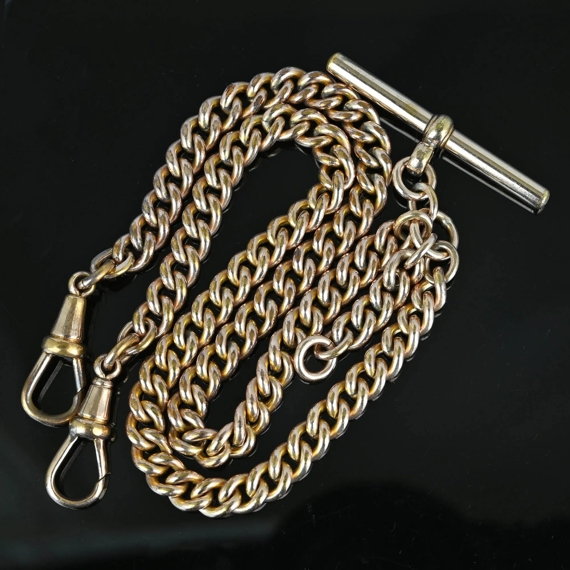 Antique Double Albert Rolled Gold Watch Chain Necklace