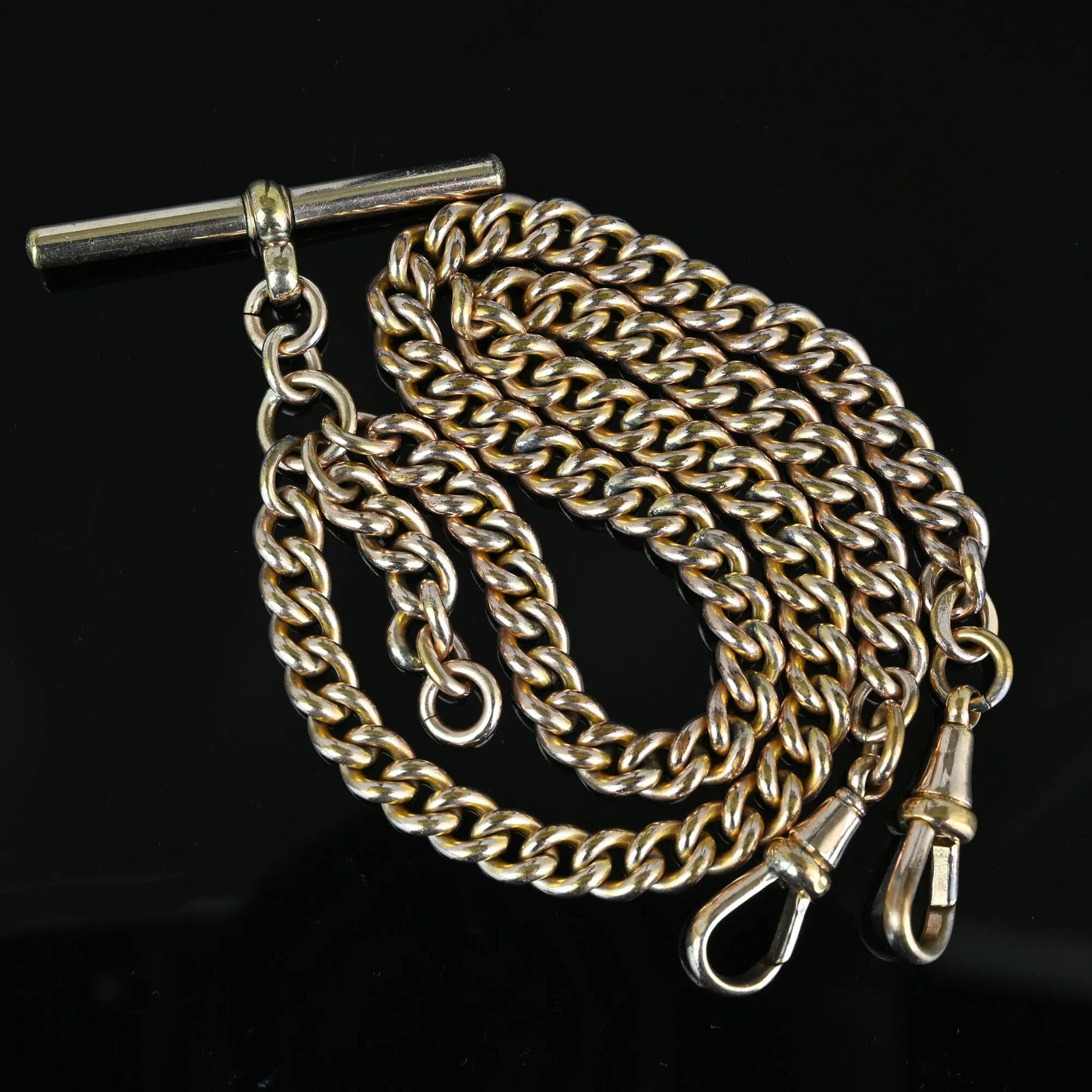 Antique Double Albert Rolled Gold Watch Chain Necklace