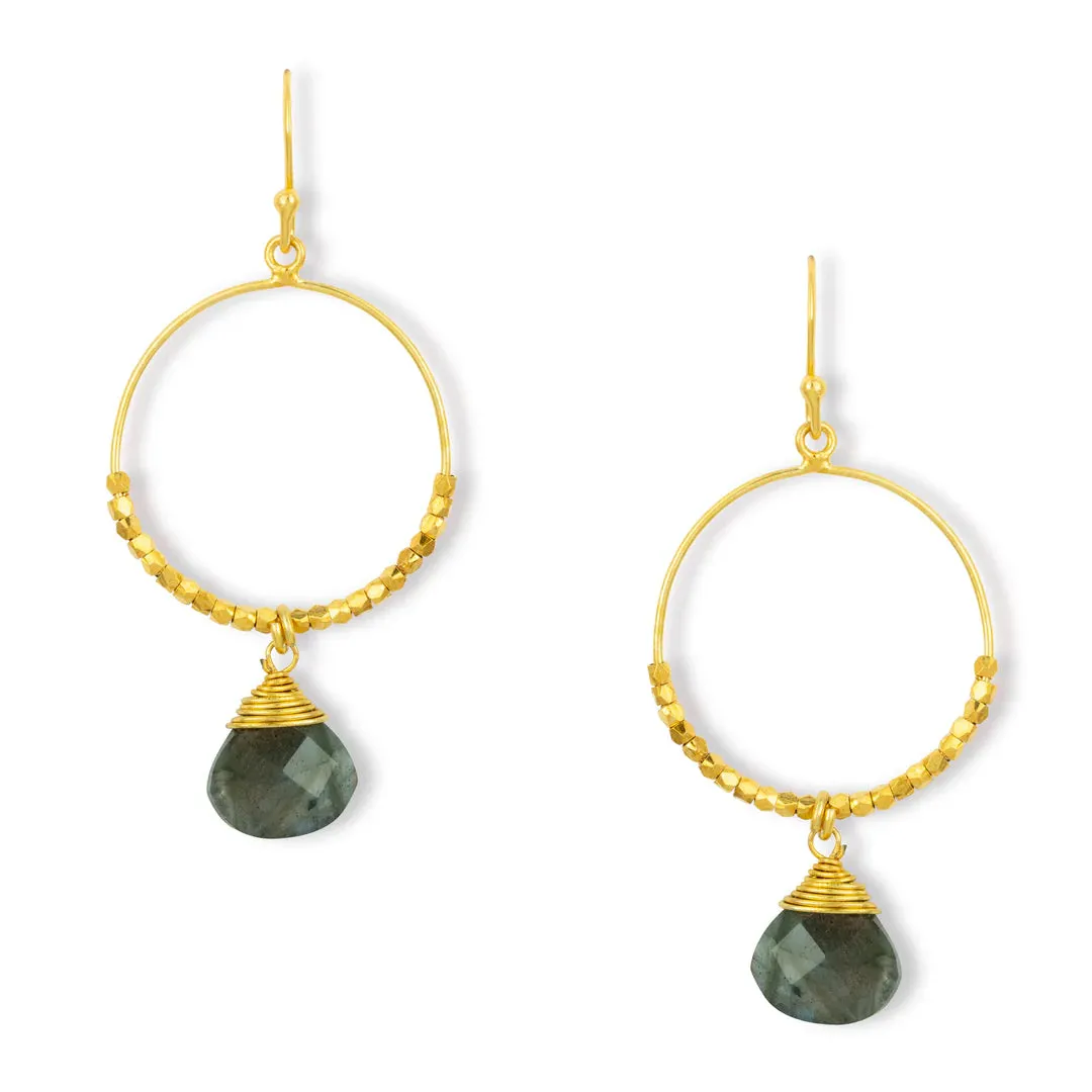 Ashiana Marie Gold Hoop Earrings Labradorite