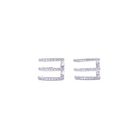 Ashley Gold Sterling Silver Triple Bar Hoop Earrings