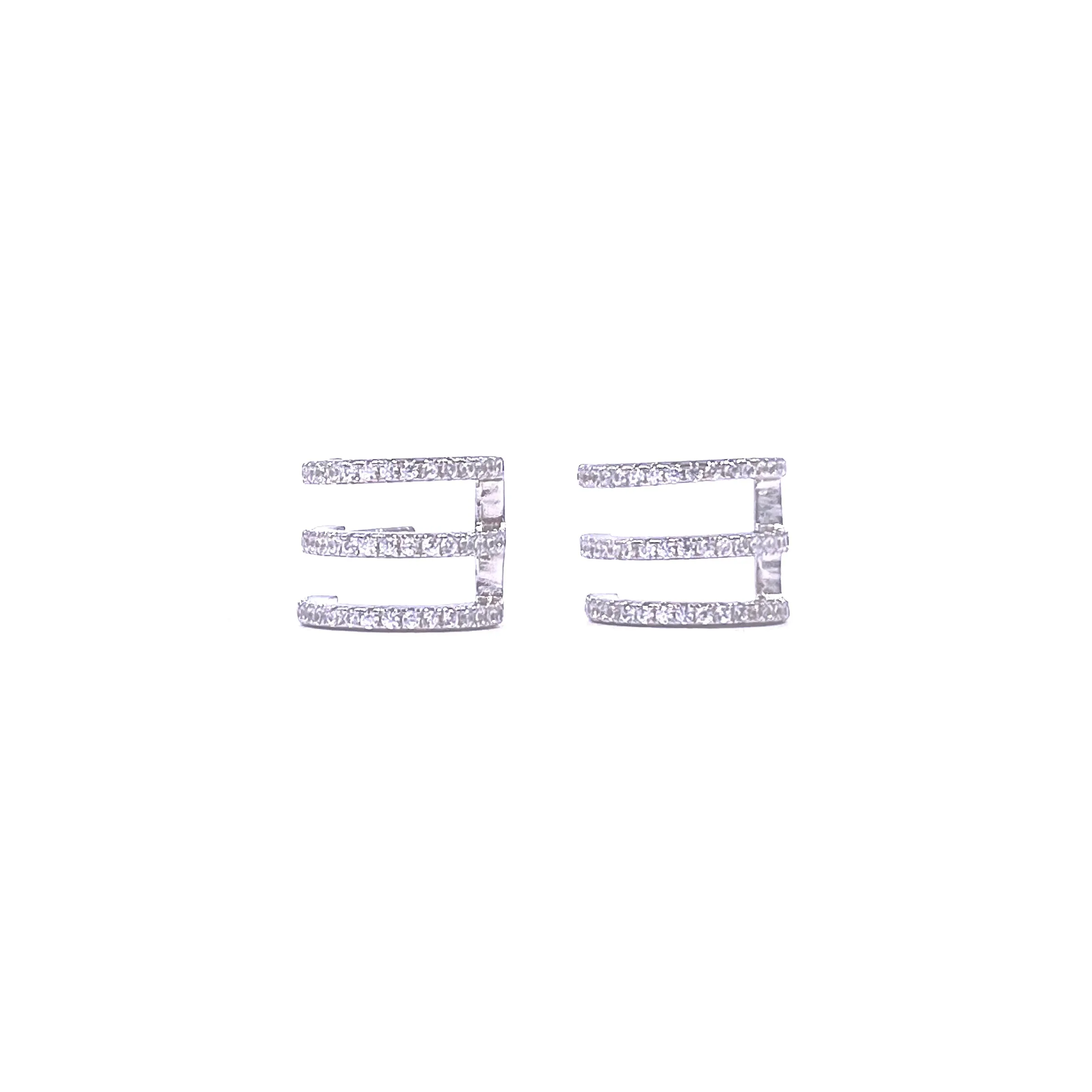 Ashley Gold Sterling Silver Triple Bar Hoop Earrings