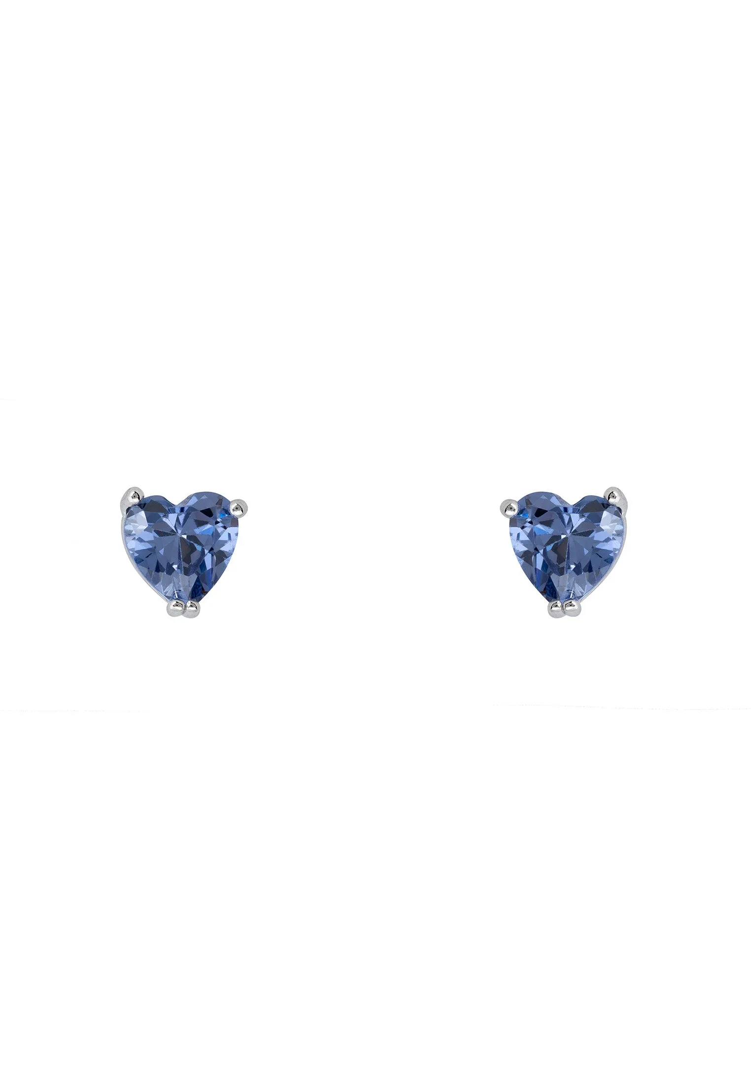 Asscher Cut Heart Stud Earrings Silver Tanzanite