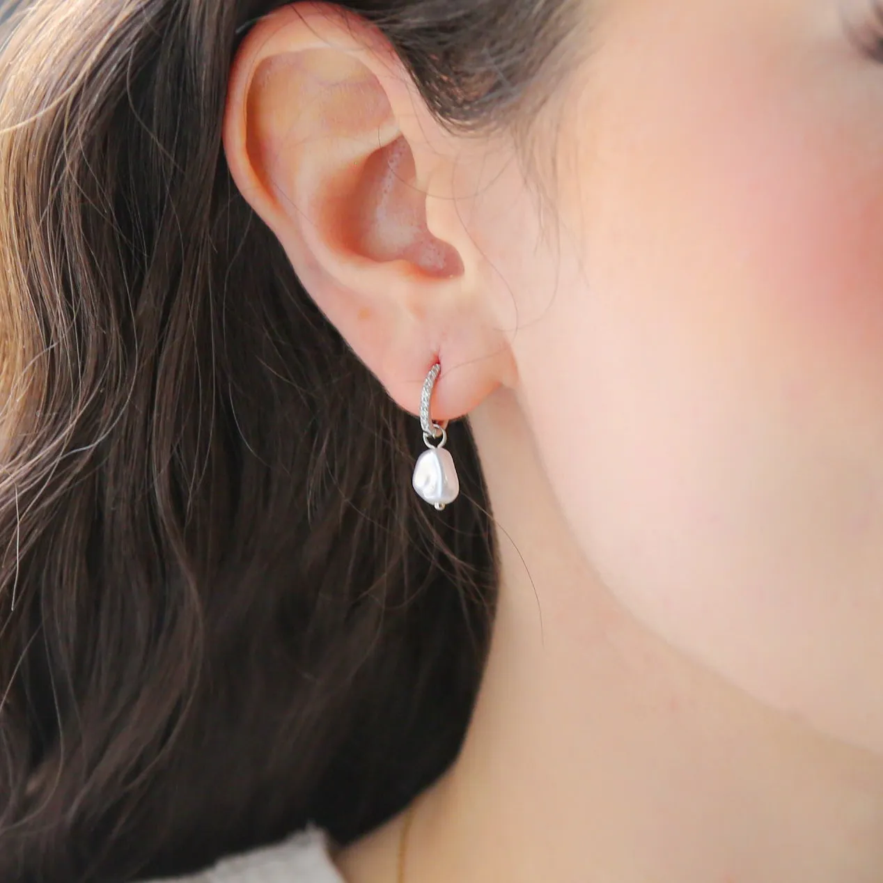 AUDREY- Freshwater, CZ and Sterling Silver Earrings