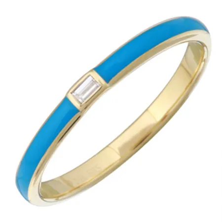 Baguette Diamond Center Enamel Stack Ring