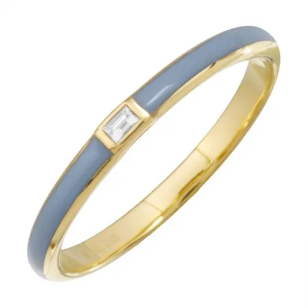 Baguette Diamond Center Enamel Stack Ring