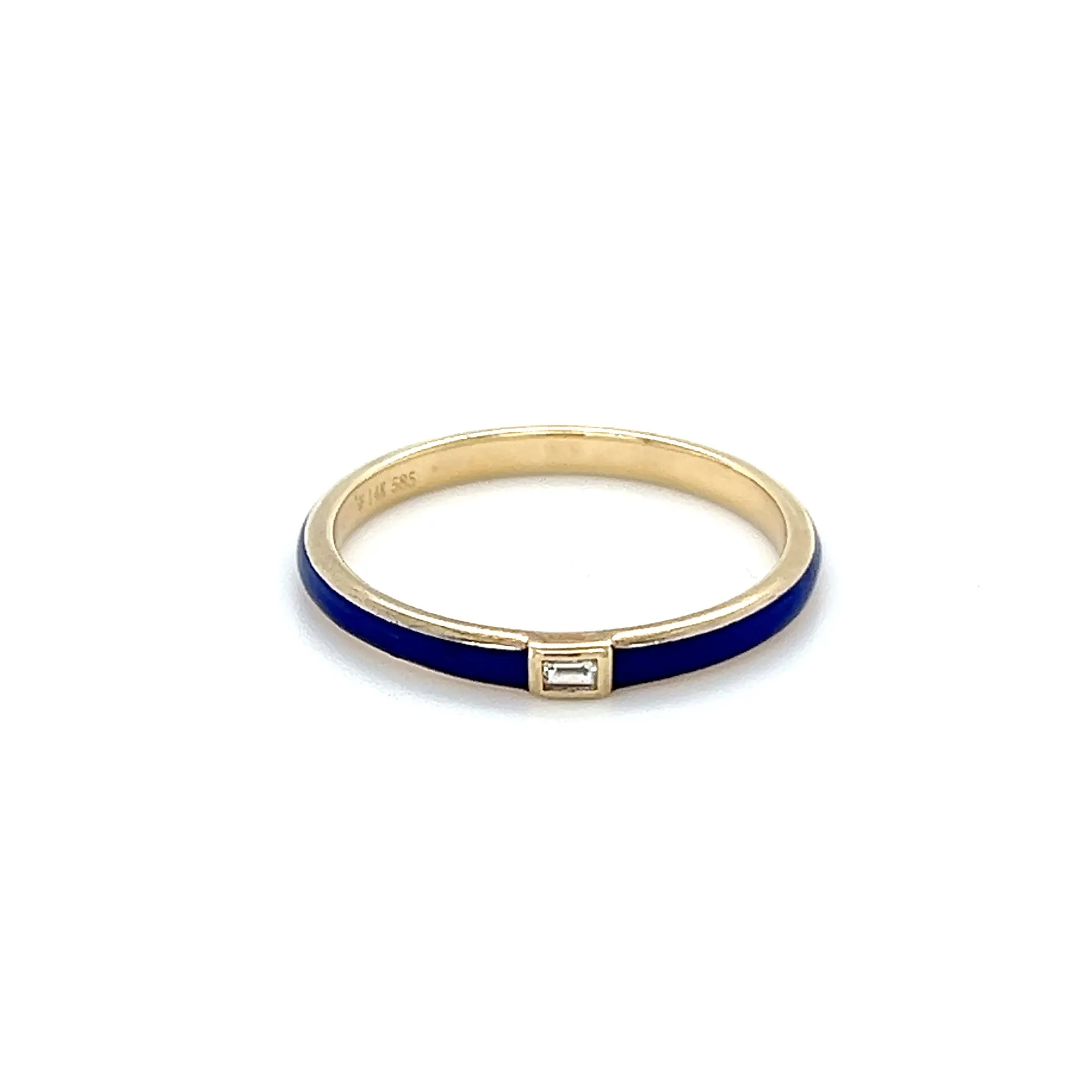 Baguette Diamond Center Enamel Stack Ring