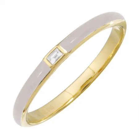 Baguette Diamond Center Enamel Stack Ring