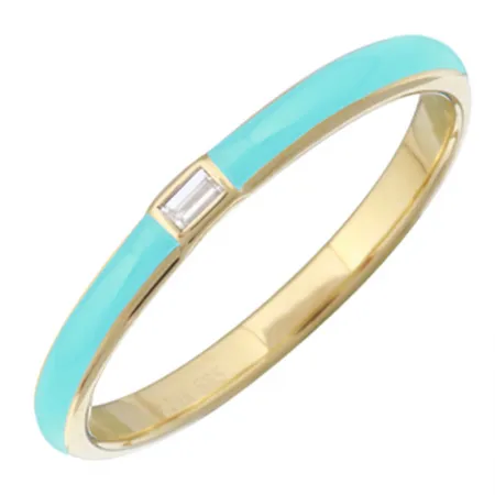 Baguette Diamond Center Enamel Stack Ring