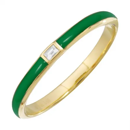 Baguette Diamond Center Enamel Stack Ring