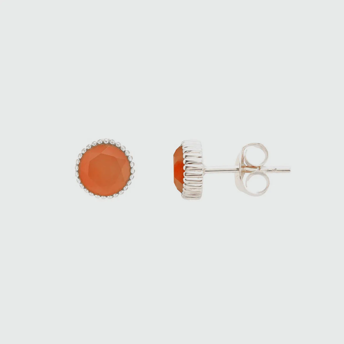 Barcelona Silver July Carnelian Birthstone Stud Earrings