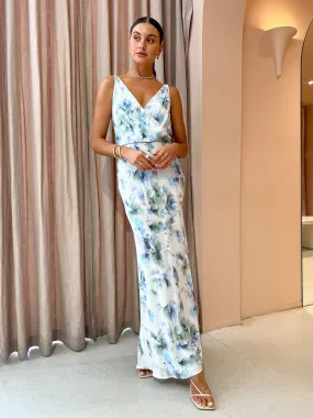 Bec and Bridge Corrine V Maxi Dress in Watercolour Floral