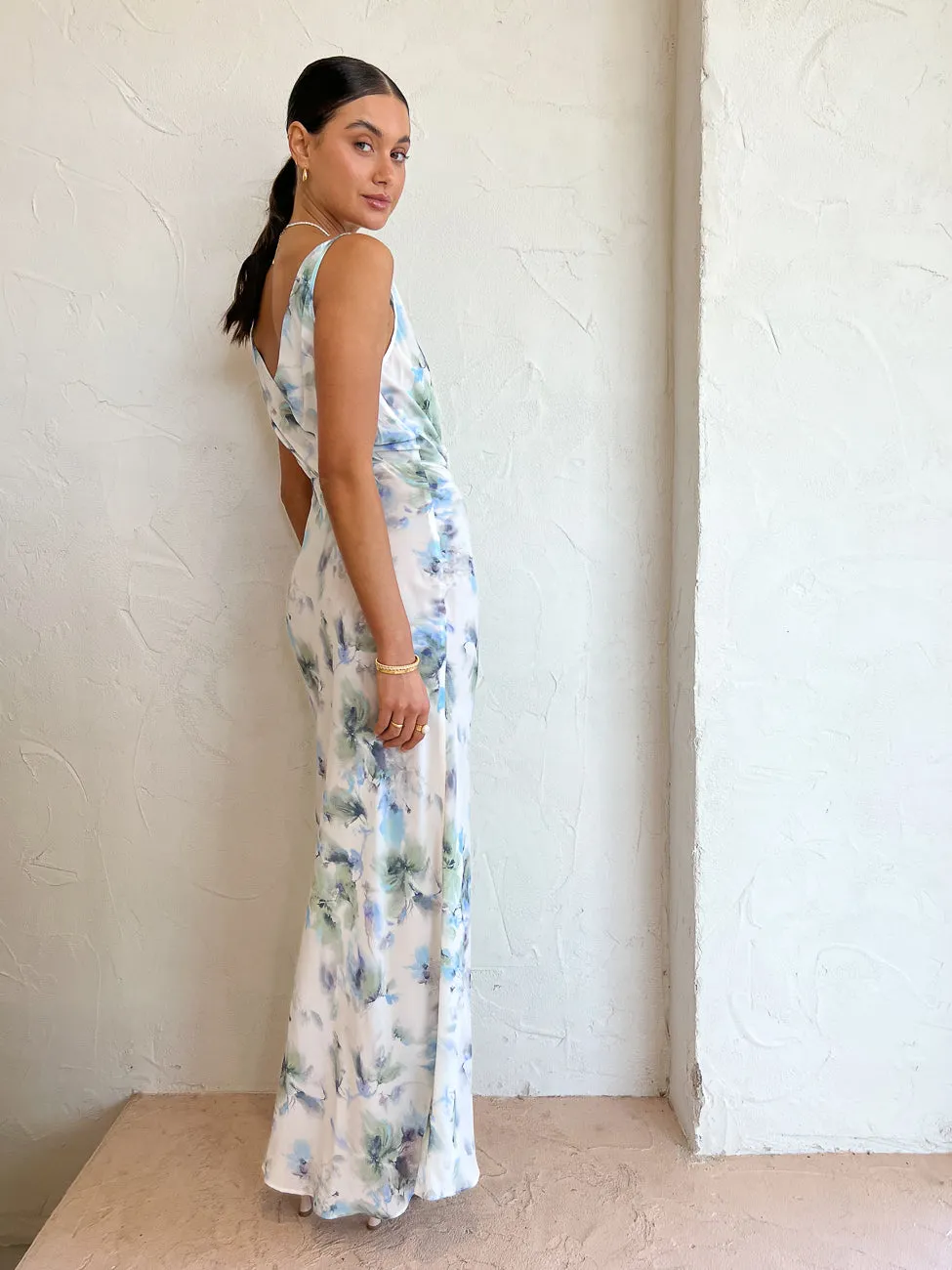 Bec and Bridge Corrine V Maxi Dress in Watercolour Floral