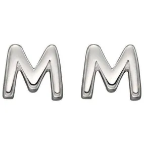 Beginnings M Initial Stud Earrings - Silver