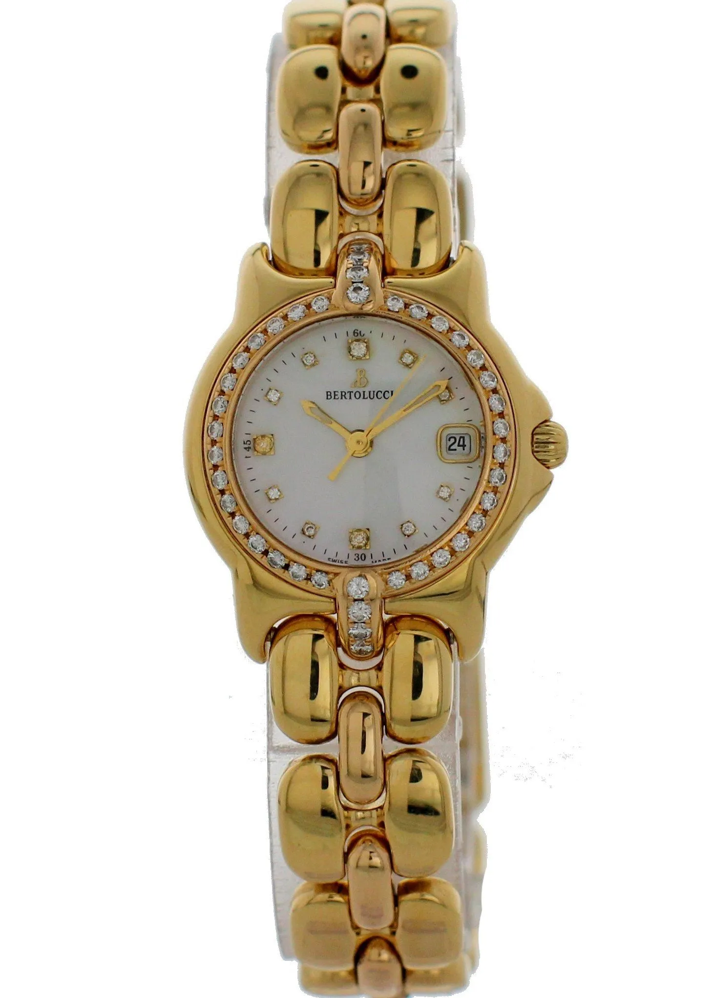 Bertolucci Pulchra 083.68 18k Yellow Gold diamond dial Ladies Watch Box Papers