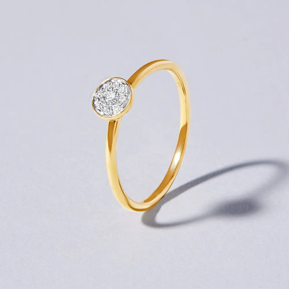 Bezel Stackable Ring with 0.05ct of Diamonds in 9ct Yellow Gold