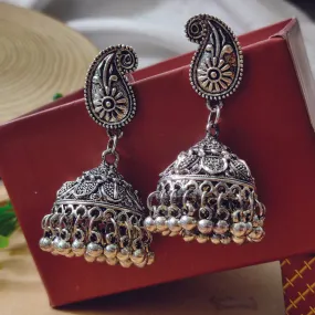 Bhavi Jewels Oxidied Jhumki Earrings