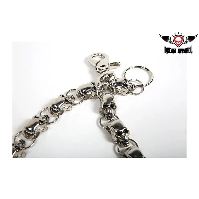 Biker Chain With 15 Skulls