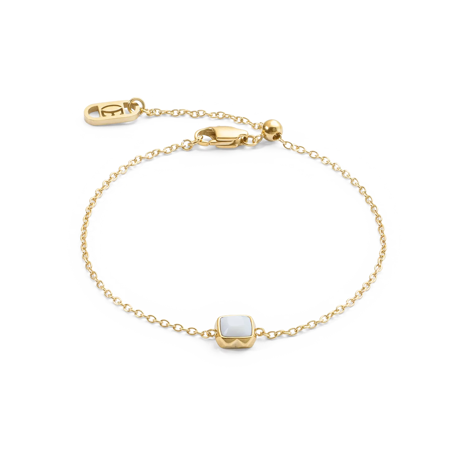 Birthstone April Bracelet White Quartz Gold