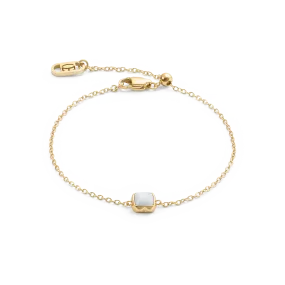 Birthstone April Bracelet White Quartz Gold