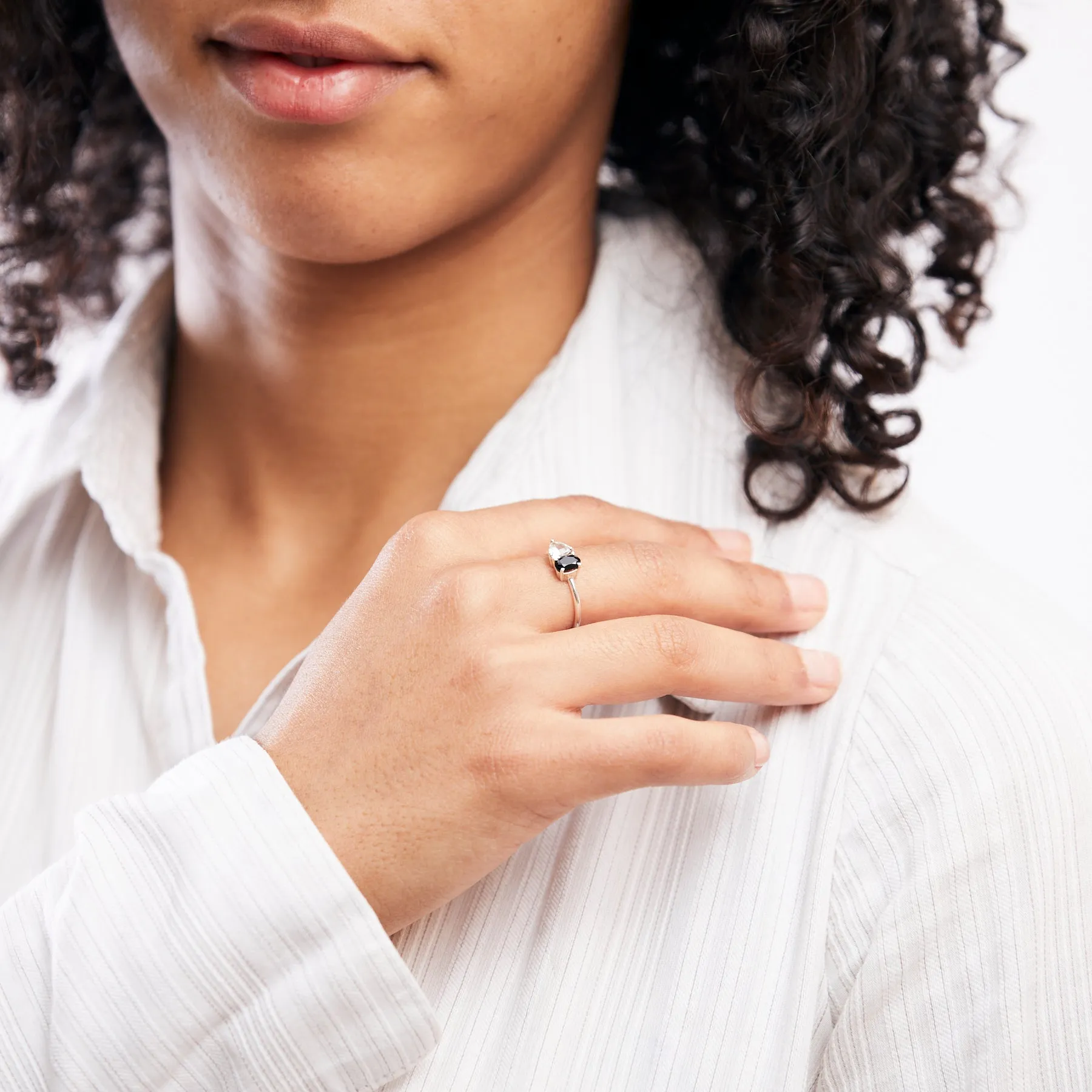 Black Onyx & Clear Quartz Ring