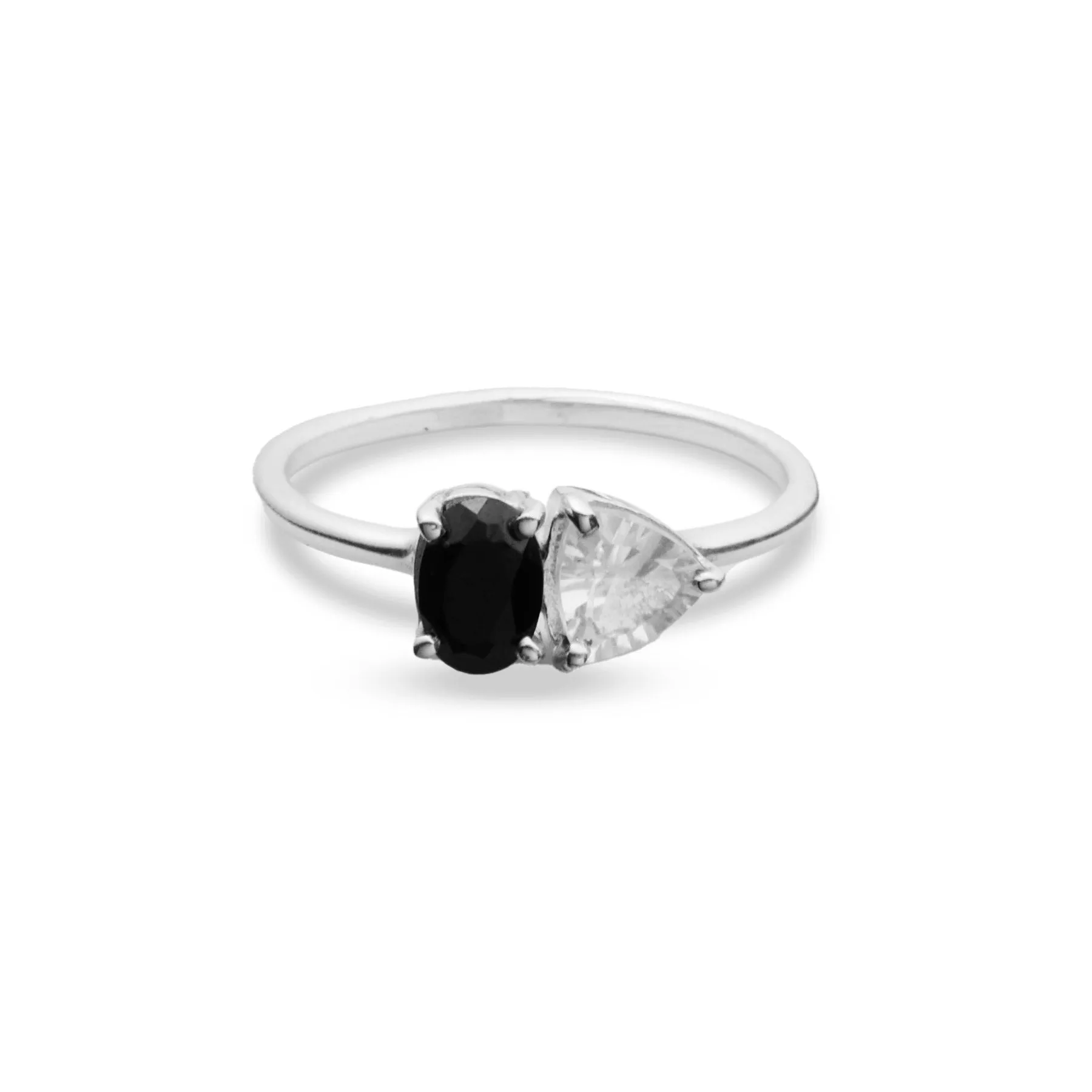 Black Onyx & Clear Quartz Ring