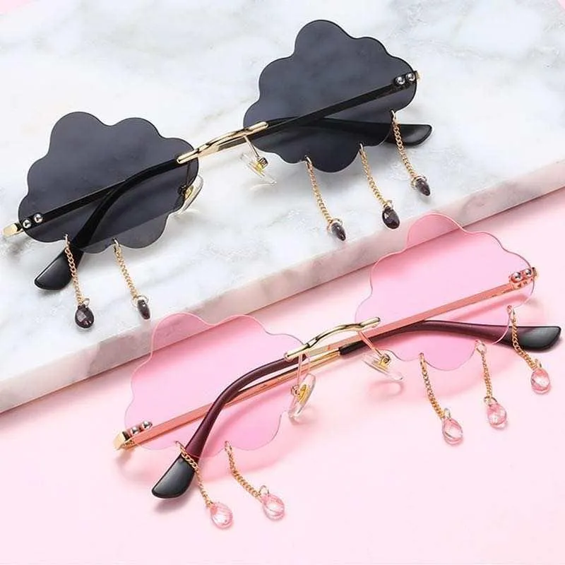 Black Rimless Cloud Drop Glasses