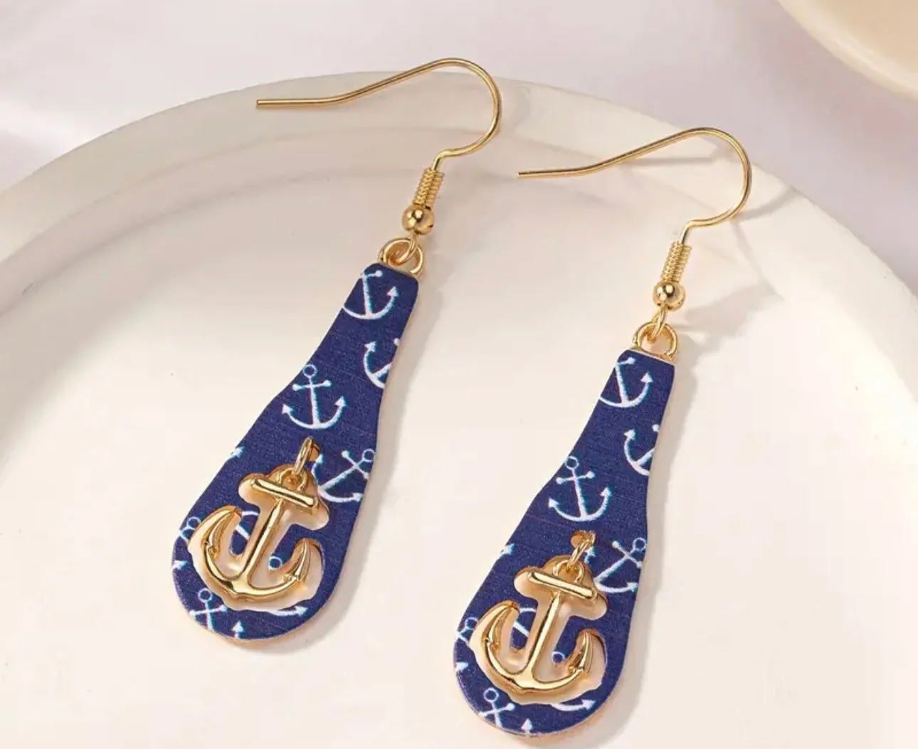 Blue Anchor Earrings