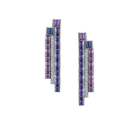 Blue and Pink Sapphire and Diamond Masterpiece Earrings