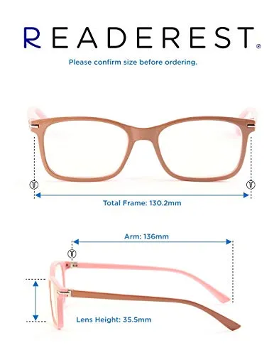 Blue-Light-Blocking-Reading-Glasses-Beige-Pink-3-50-Magnification-Computer-Glasses