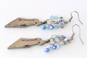 Blue Map of Israel Earrings