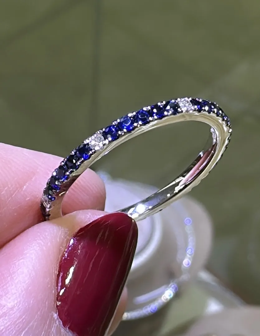 Blue Sapphire Eternity Band in Black Rhodium