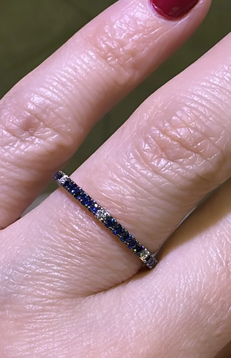 Blue Sapphire Eternity Band in Black Rhodium