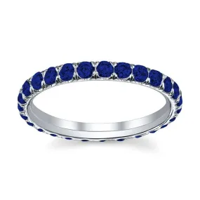 Blue Sapphire U-Pave Set Eternity Band