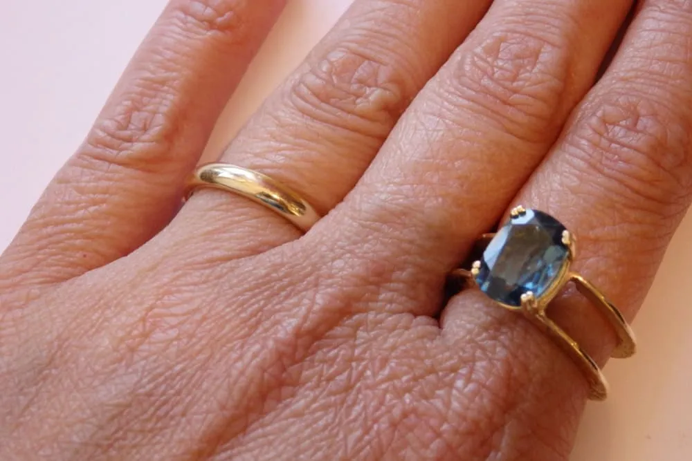 Blue topaz ring.