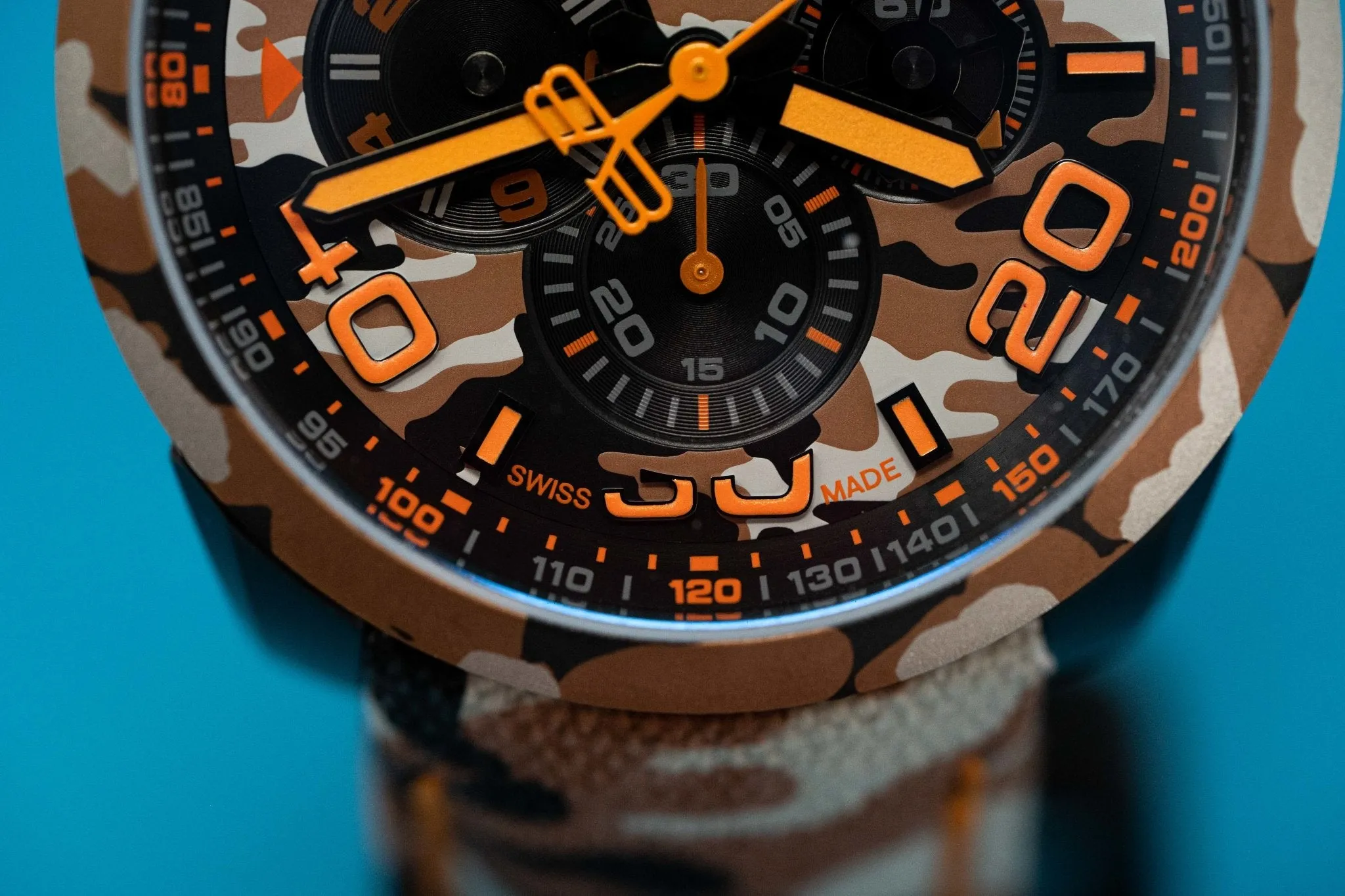 Bomberg Men's Chronograph Watch BOLT-68 Orange Camouflage Limited Edition BS45CHPCA.047.3