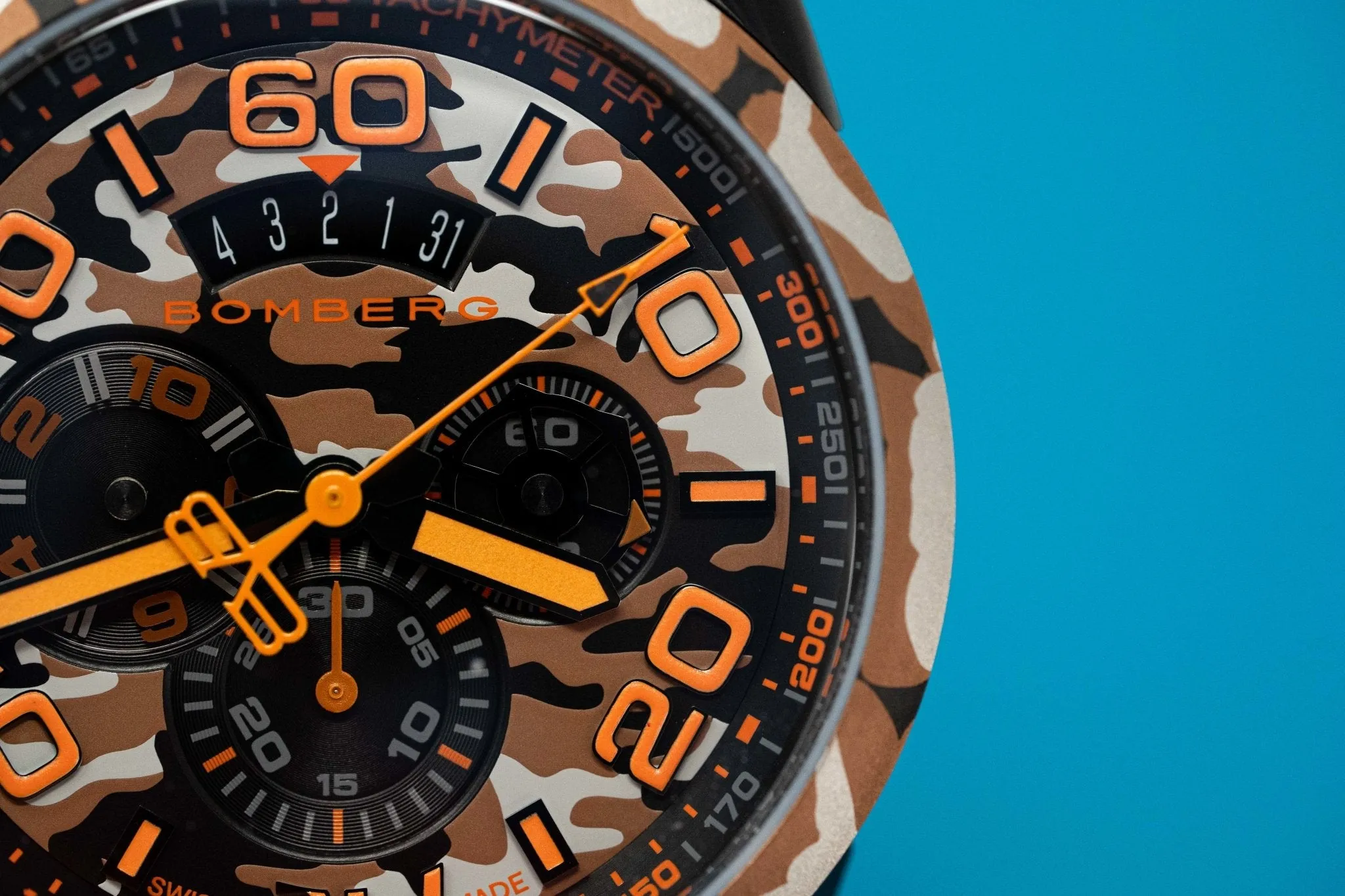 Bomberg Men's Chronograph Watch BOLT-68 Orange Camouflage Limited Edition BS45CHPCA.047.3