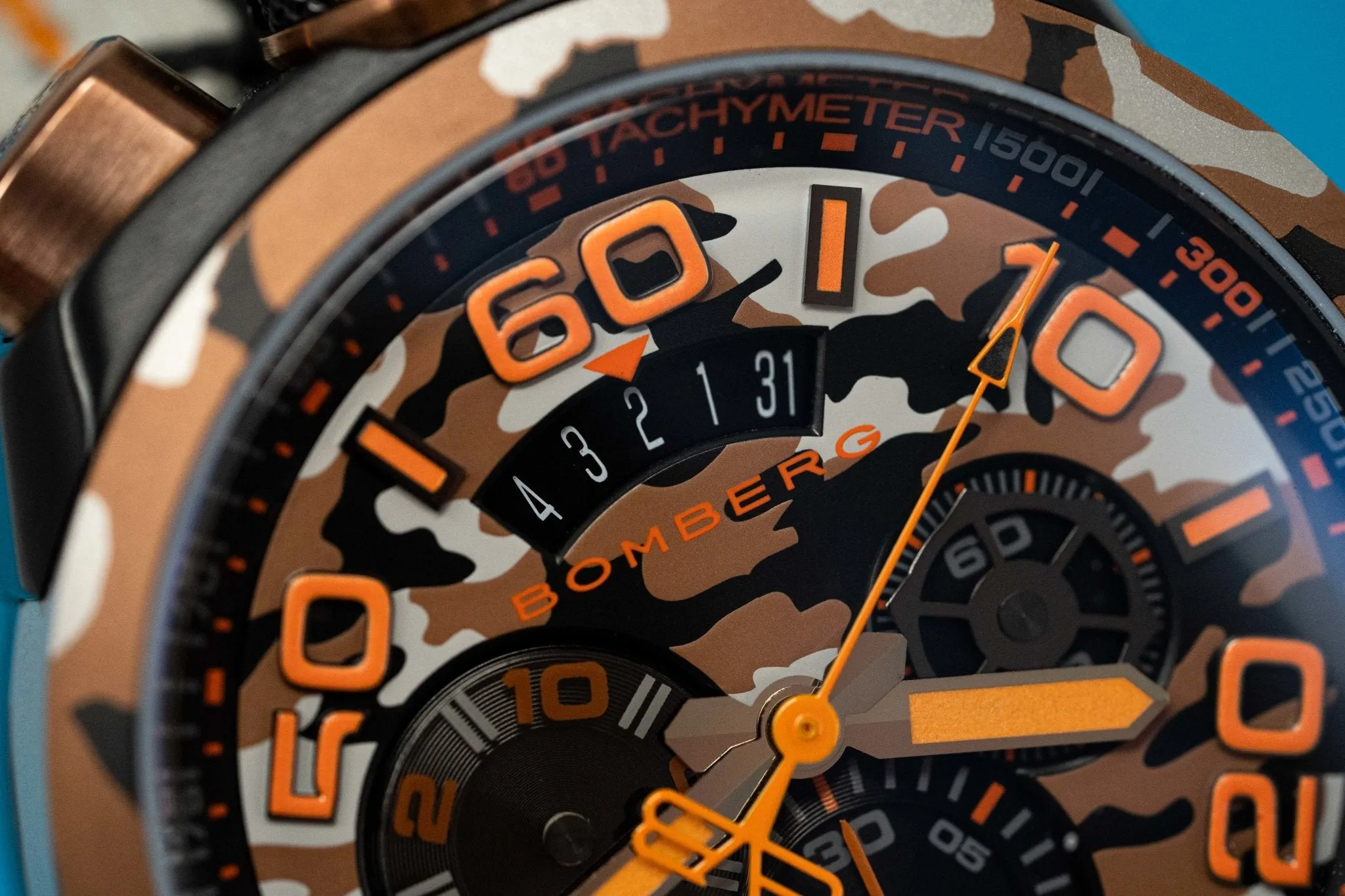 Bomberg Men's Chronograph Watch BOLT-68 Orange Camouflage Limited Edition BS45CHPCA.047.3