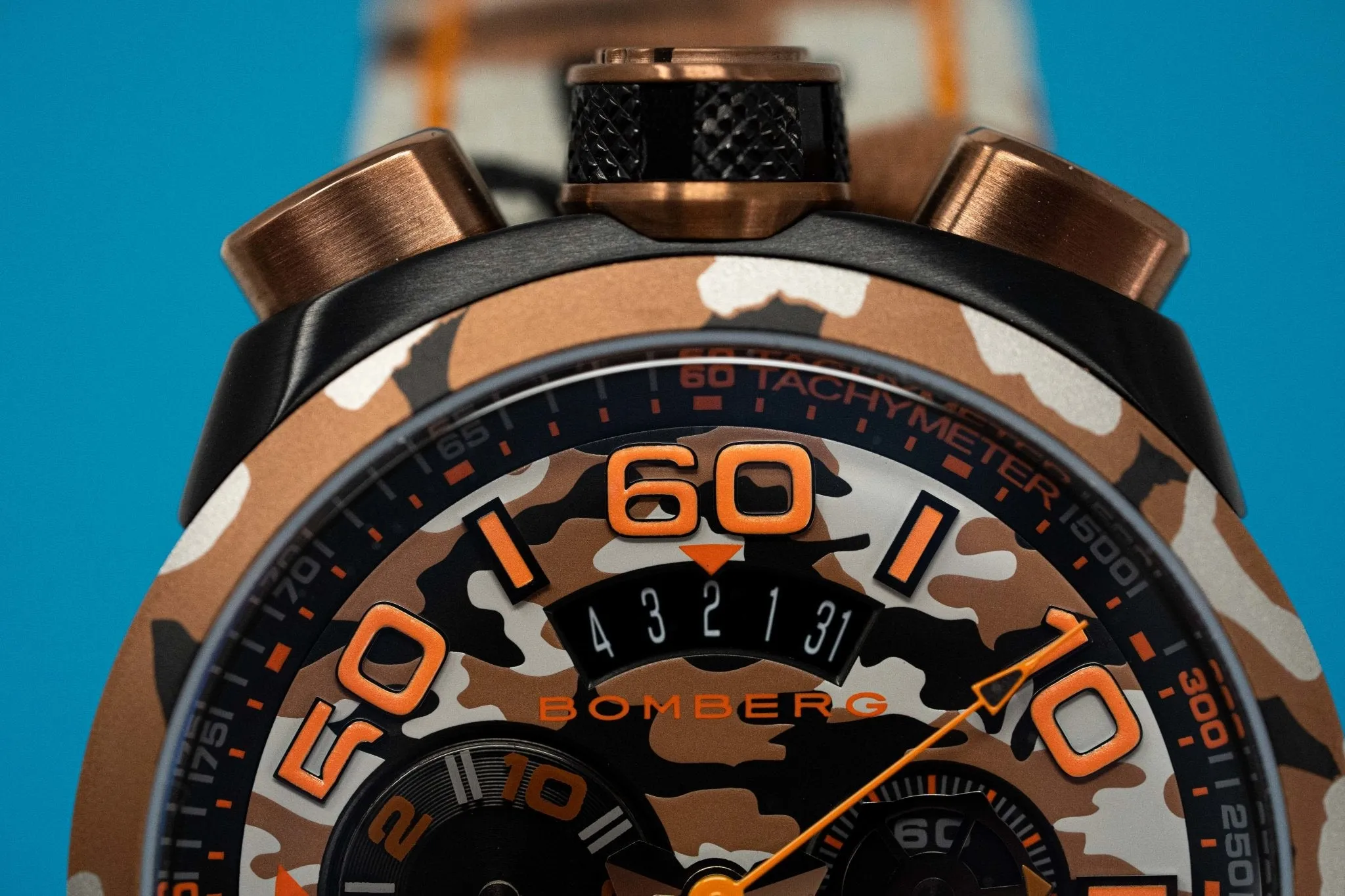 Bomberg Men's Chronograph Watch BOLT-68 Orange Camouflage Limited Edition BS45CHPCA.047.3