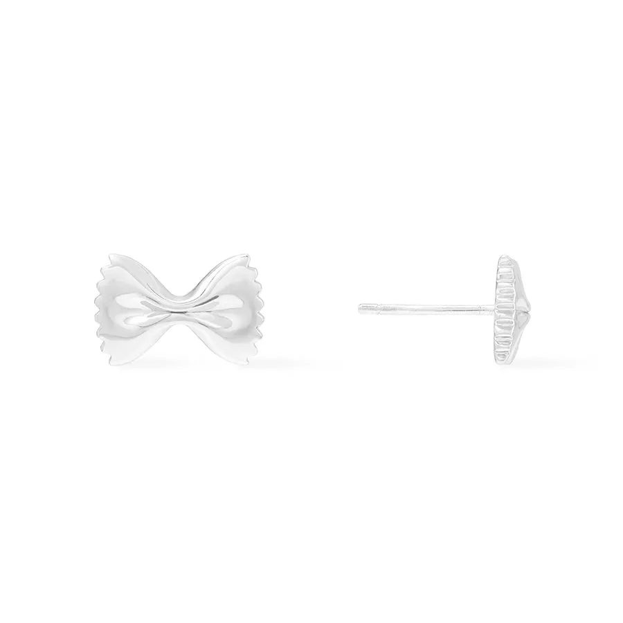 Bow Tie Pasta Silver Stud Earrings