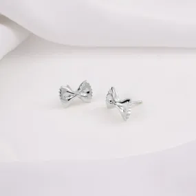 Bow Tie Pasta Silver Stud Earrings