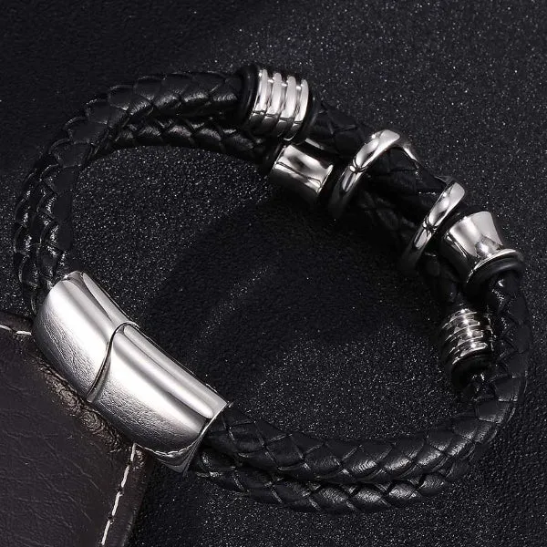 Braided Leather Magnetic Bracelet (Circumference 18.5cm) 真皮編織磁扣手鍊 (鍊長 18.5cm) KJBR16140