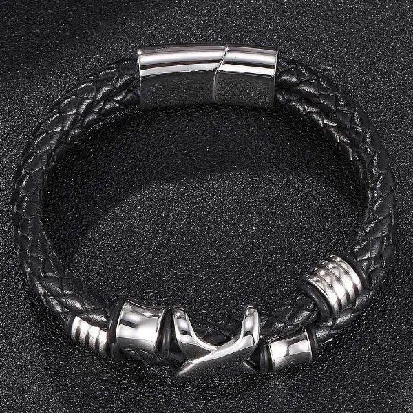 Braided Leather Magnetic Bracelet (Circumference 18.5cm) 真皮編織磁扣手鍊 (鍊長 18.5cm) KJBR16140