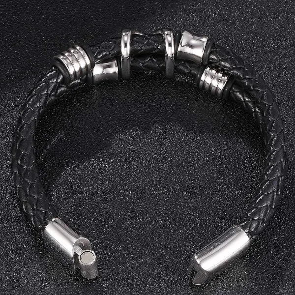 Braided Leather Magnetic Bracelet (Circumference 18.5cm) 真皮編織磁扣手鍊 (鍊長 18.5cm) KJBR16140