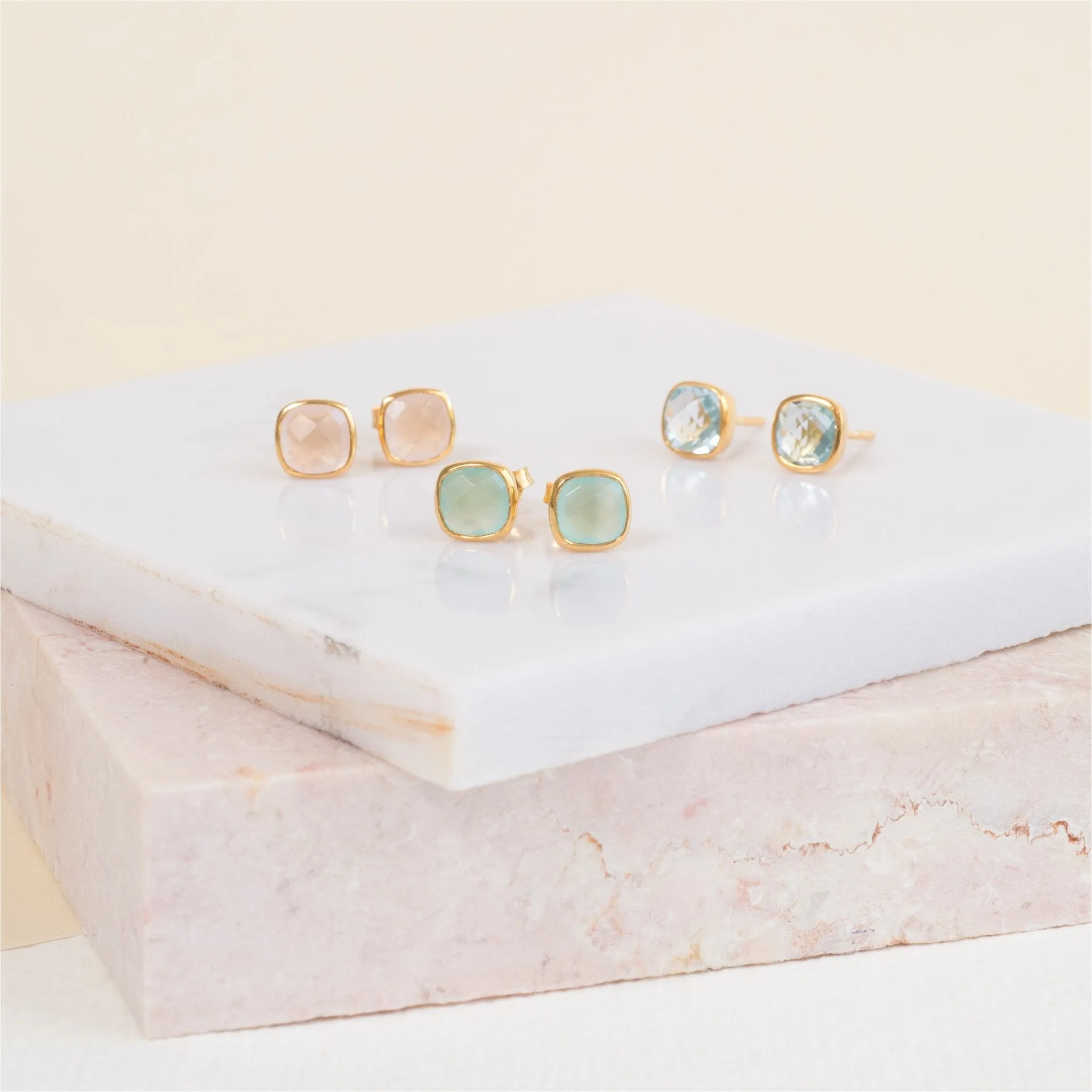 Brooklyn Aqua Chalcedony & Gold Vermeil Jewellery Set