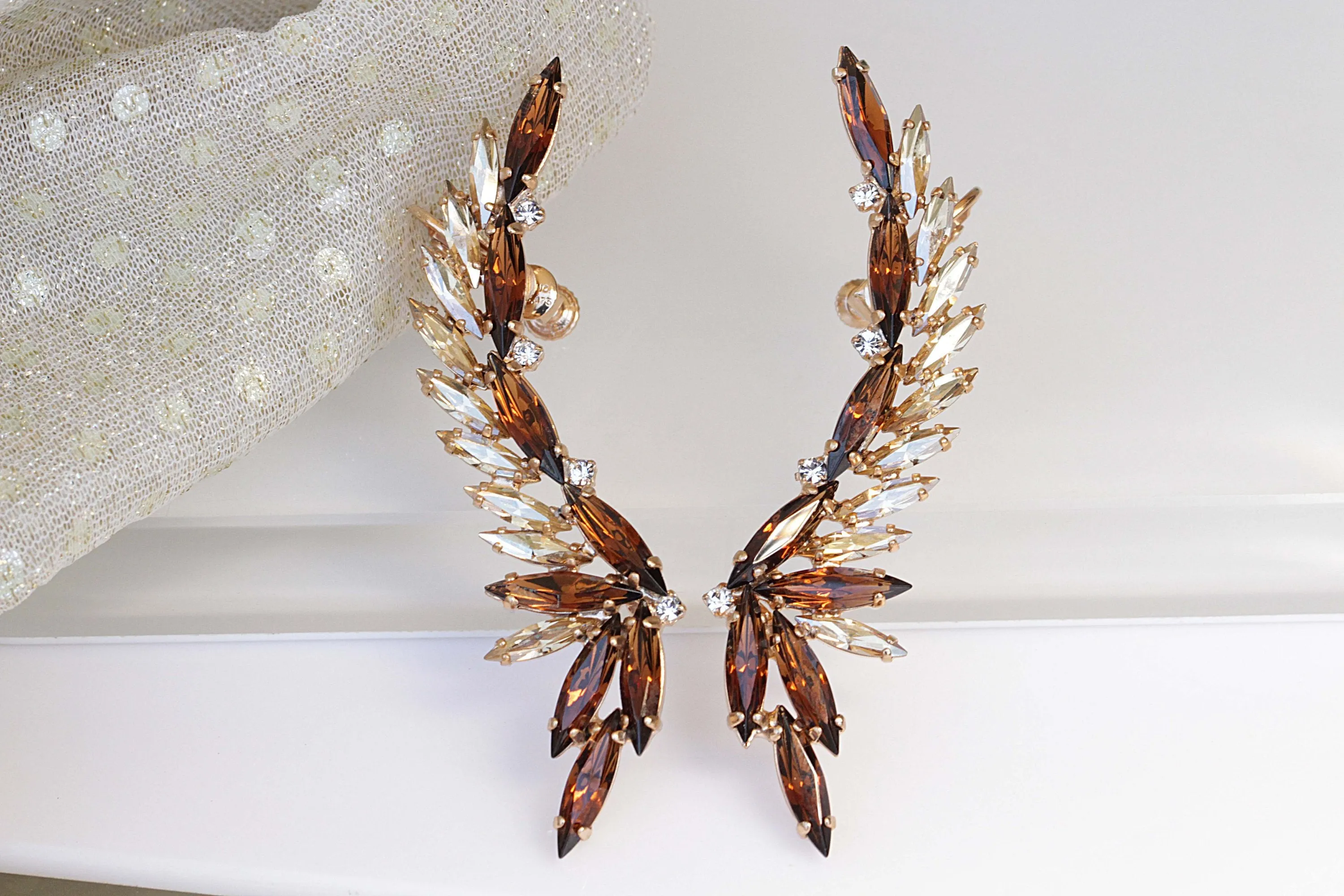 BROWN CHAMPAGNE Climbing Earrings