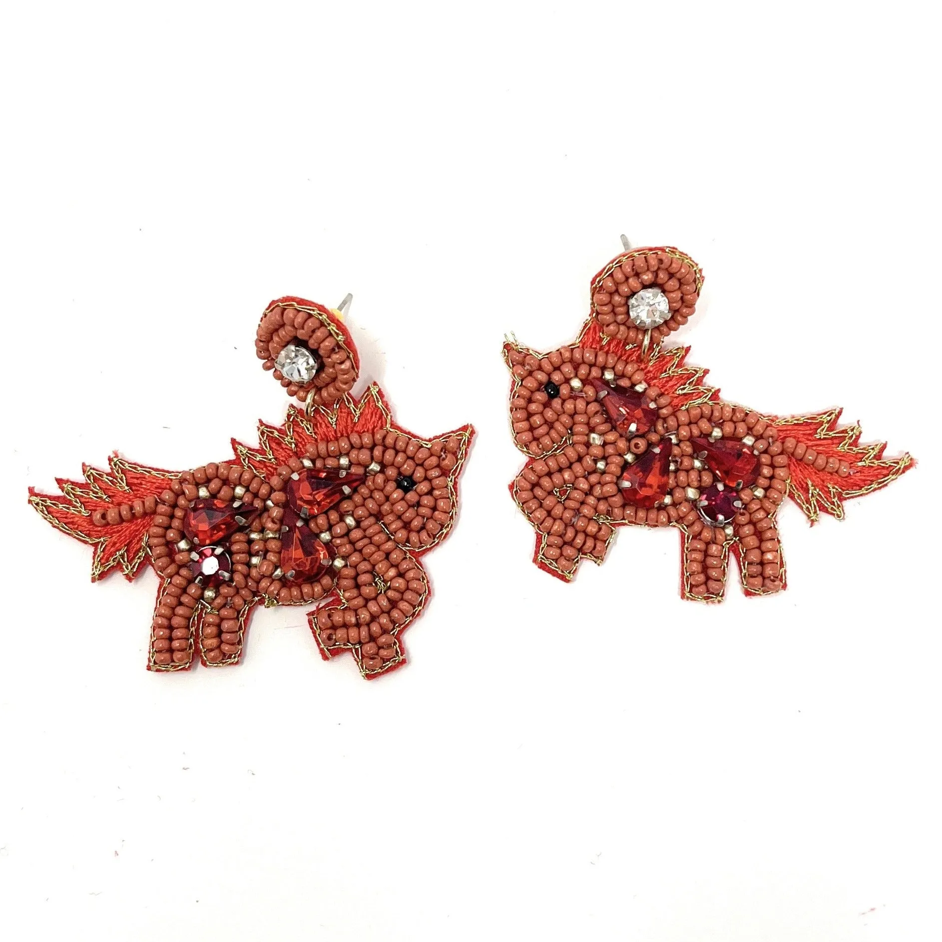 Brown Horse Beaded Earrings