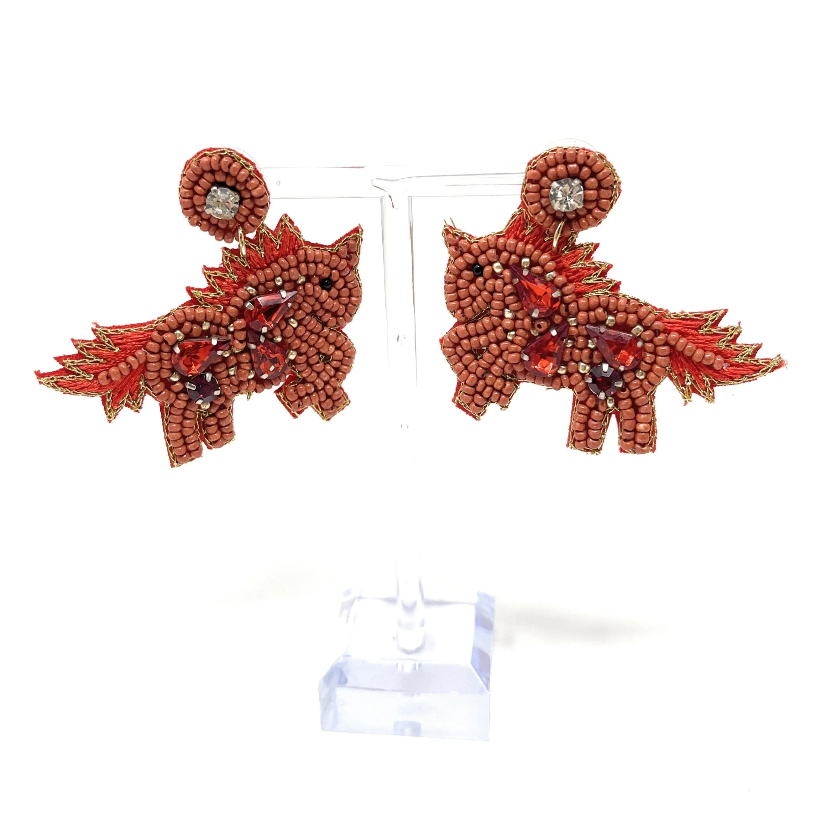 Brown Horse Beaded Earrings