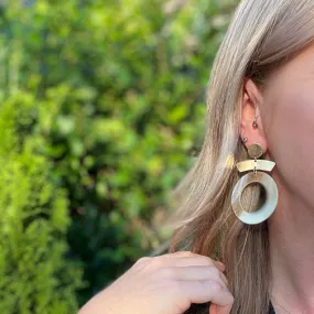 Brushed Gold Geometric Circles Post Statement Earrings