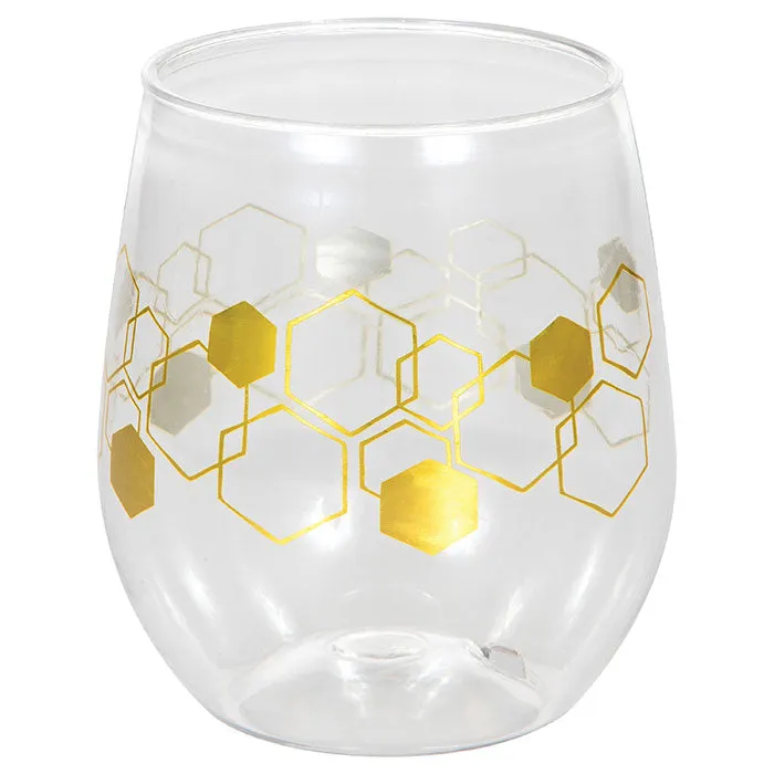 Bulk Honeycomb Plastic Stemless Wine Glasses (6 per Case)